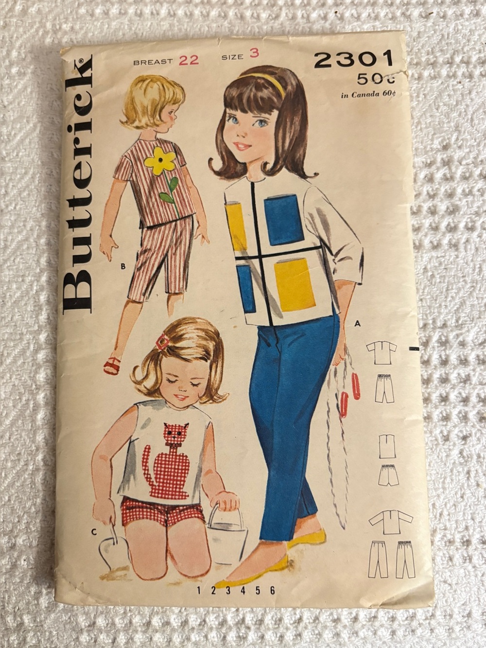 Vintage Butterick Pattern 2301 for Girl’s Tops & Pants